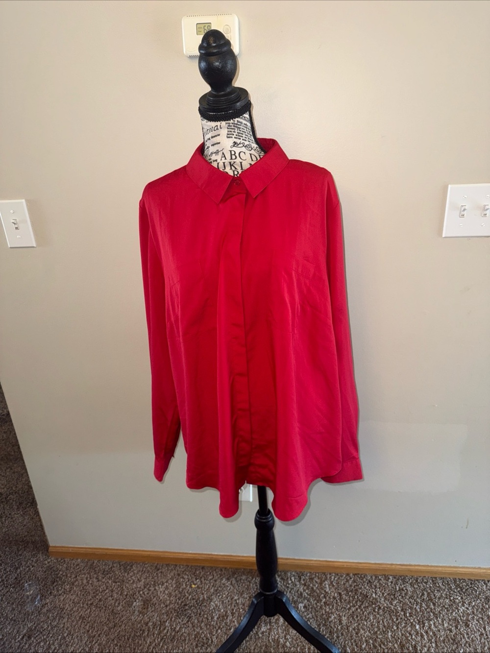 Women’s Lane Bryant Red Button-Up Layflat Dress Shirt 14/16 size